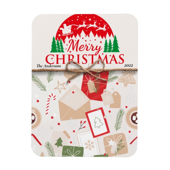 Merry Christmas Gift Boxes Holiday Magnet Card (Vertical)