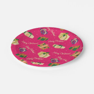 Merry Christmas Gift Boxes Paper Plate