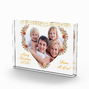 Merry Christmas Gift Family Photo Block
