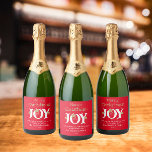 Merry Christmas Gift For You Script Cool Red  Sparkling Wine Label