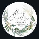 Merry Christmas Gift Label Greenery Wreath Sticker<br><div class="desc">It's nearly Christmas! Time to plan your gift giving for the holiday season,  don't forget your personalised Christmas Stickers!

Stylish and beautiful these personalised Christmas stickers are perfect for Christmas Gift Tags or as envelope seals on your Christmas Holiday cards and so much more.</div>