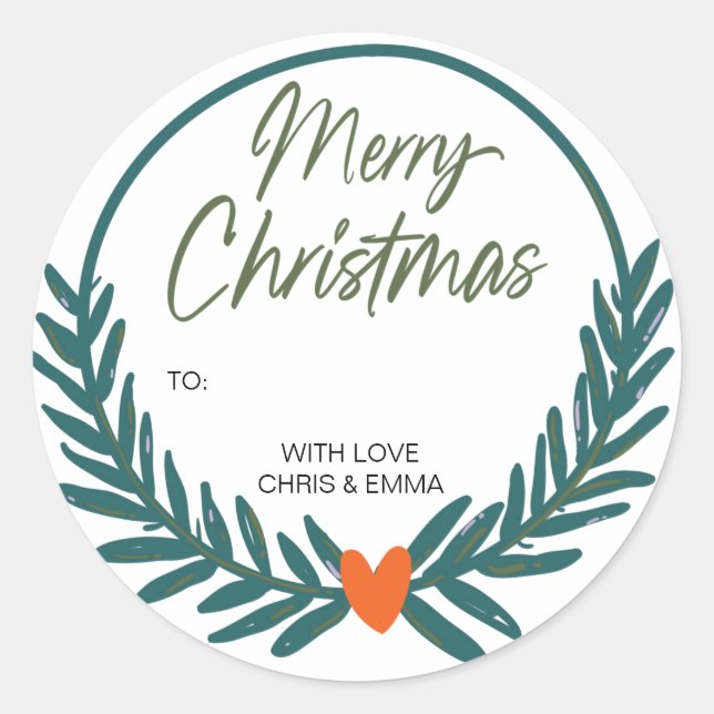 Merry Christmas Gift Label Personalised with Names (Front)