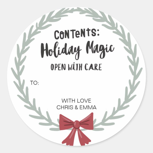 Merry Christmas Gift Label Personalised with Names (Front)