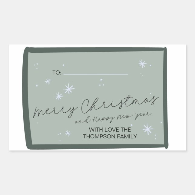 Merry Christmas Gift Label Personalised with Names (Front)