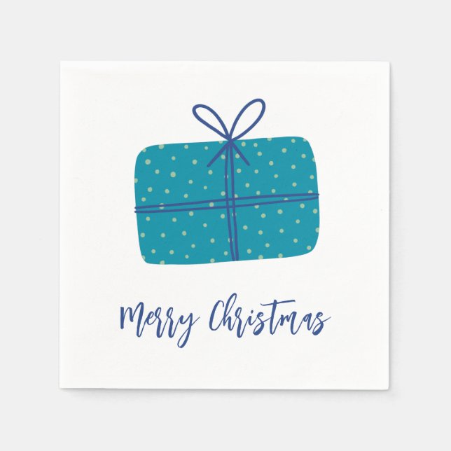 Merry Christmas Gift Simple Blue Napkin (Front)