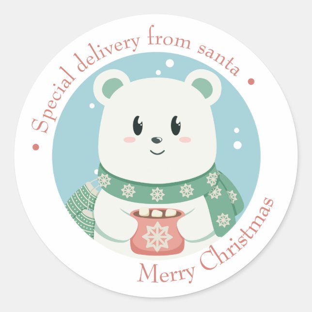 Merry Christmas gift stickers - sweet polar bear (Front)
