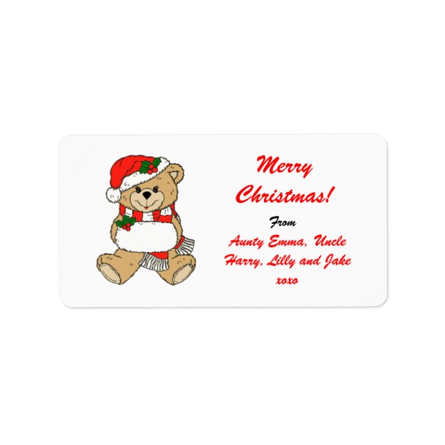 Merry Christmas Gift Tag Label - Personalised Name (Front)