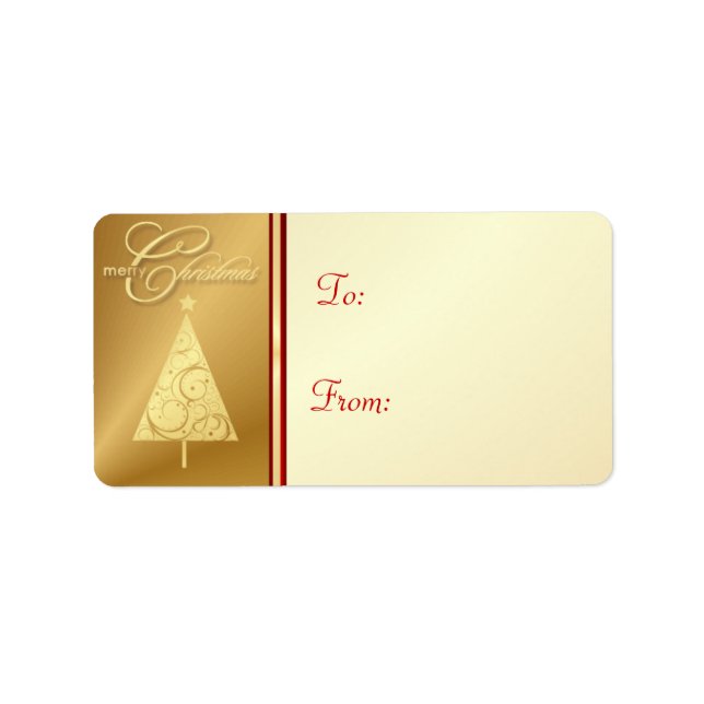 Merry Christmas Gift Tag Labels - Elegant Gold (Front)