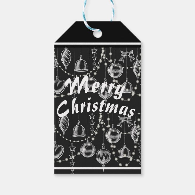 Merry Christmas Gift Tags (A black and white Christmas-themed background with the words "Merry Christmas"!)