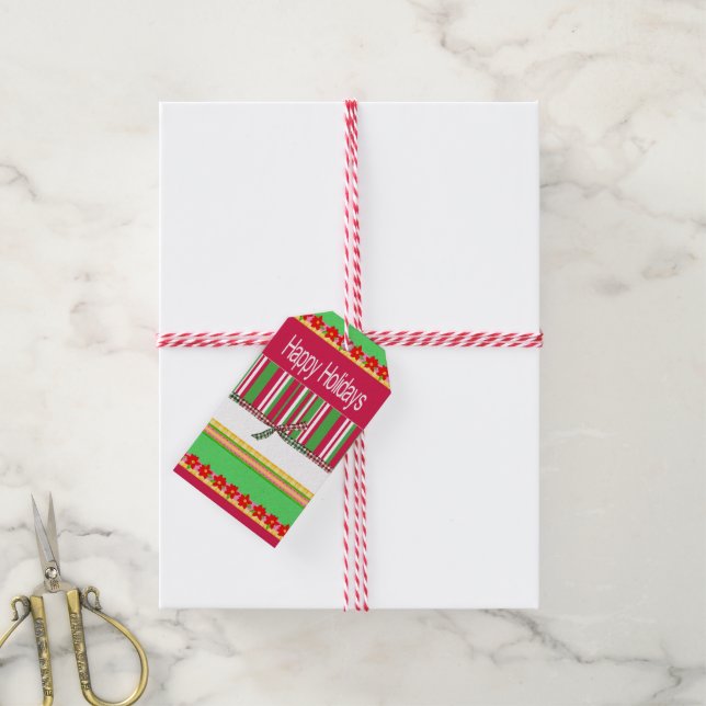 Merry Christmas Gift Tags Happy Holidays  (With Twine)