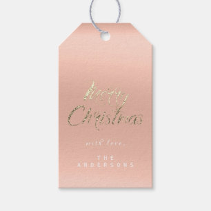 Merry Christmas Gift To Script Gold Coral Peach Gift Tags