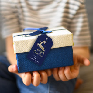 Merry Christmas Gift To Script Gold Grey Blue Navy Tags