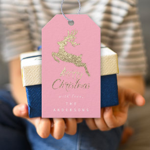 Merry Christmas Gift To Script Gold Grey Pink Past Tags