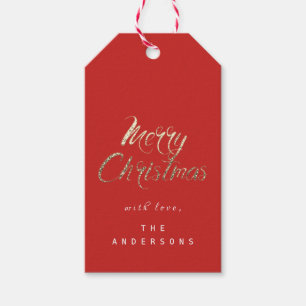 Merry Christmas Gift To Script Gold Lux Red Gift Tags