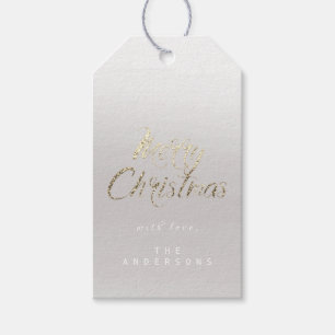 Merry Christmas Gift To Script Gold Ombre Grey Lux Tags