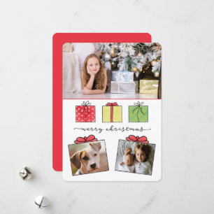 Merry Christmas Gifts 3-photos Holiday Card