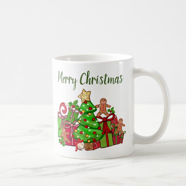 Merry Christmas Gifts Around The Tree Coffee Mug (Right)