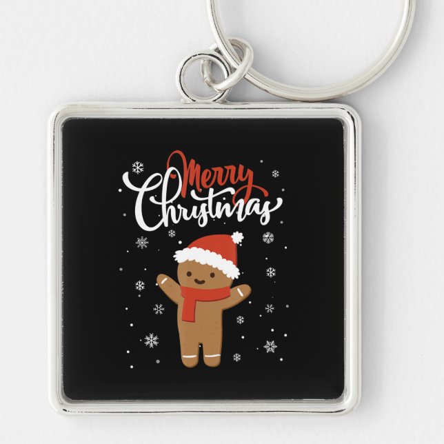 Merry Christmas Ginger Bread Xmas Christmas Cookie Key Ring (Front)