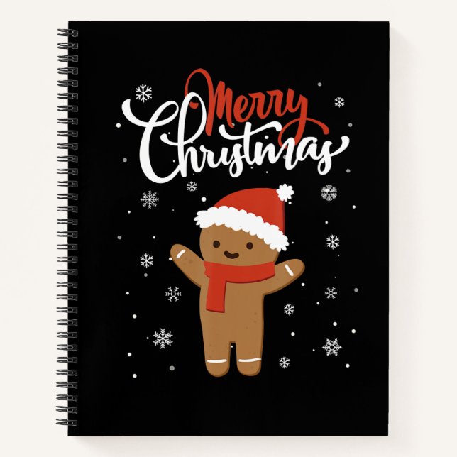 Merry Christmas Ginger Bread Xmas Christmas Cookie Notebook (Front)