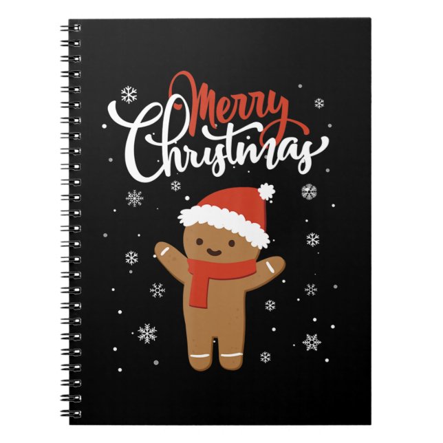 Merry Christmas Ginger Bread Xmas Christmas Cookie Notebook (Front)
