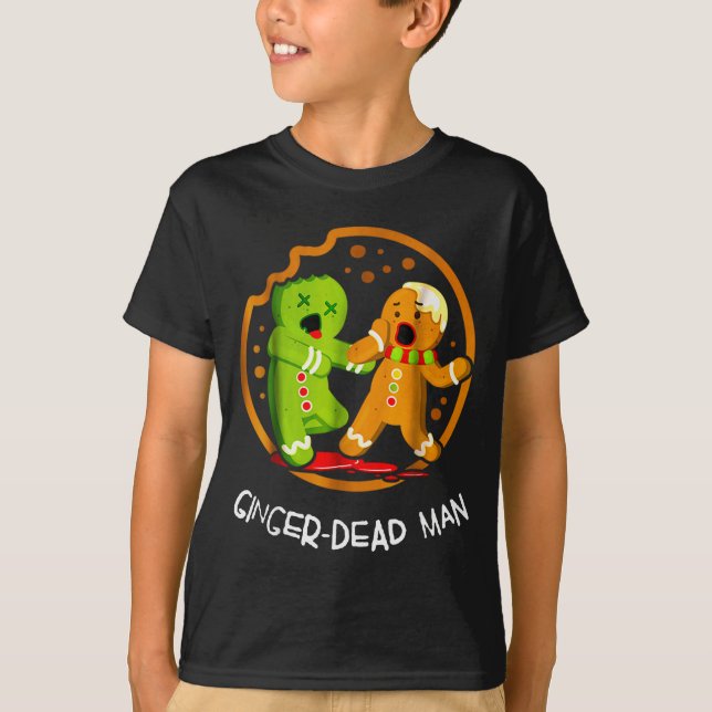 Merry Christmas Ginger-dead Man Cookie Zombie Xmas T-Shirt (Front)