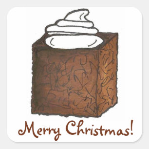 Merry Christmas Gingerbread Cake Slice Dessert Square Sticker