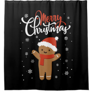 Merry christmas gingerbread   christmas cookie shower curtain