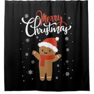 Merry christmas gingerbread | christmas cookie shower curtain