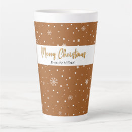 Merry Christmas Gingerbread Colour Snowflake Latte Mug