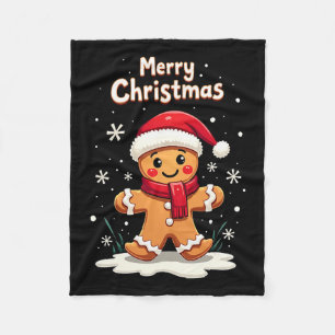 Merry Christmas Gingerbread Cookie Baking Girls Fu Fleece Blanket