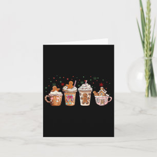 Merry Christmas Gingerbread Cookie Coffee Cups Lat Card