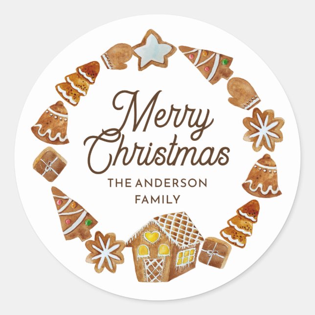 Merry Christmas Gingerbread Cookies  Classic Round Sticker (Front)