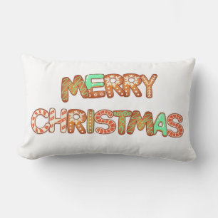 Merry Christmas Gingerbread Cookies Lumbar Cushion