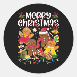 Merry Christmas Gingerbread Cookies Men Women Classic Round Sticker
