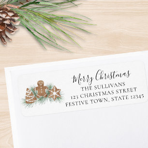 Merry Christmas Gingerbread Cookies Return Address Label