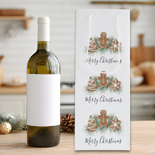 Merry Christmas Gingerbread Cookies Wine Gift Bag