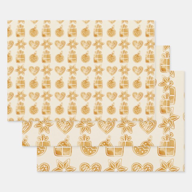 Merry Christmas Gingerbread Cookies  Wrapping Paper Sheet (Set)