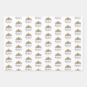 Merry Christmas Gingerbread Cookies Wrapping Paper Sheet