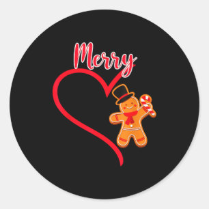 Merry Christmas Gingerbread Couple Christmas Pajam Classic Round Sticker
