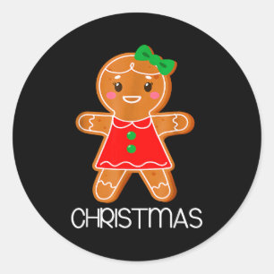 Merry Christmas Gingerbread Couple Christmas Pajam Classic Round Sticker