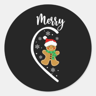 Merry Christmas Gingerbread Couple Christmas Pajam Classic Round Sticker