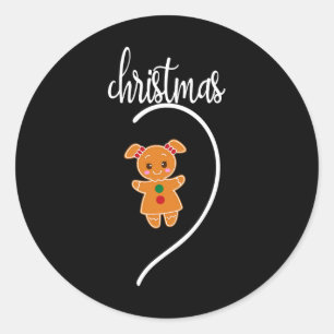 Merry Christmas Gingerbread Couple Christmas Pajam Classic Round Sticker