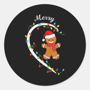 Merry Christmas Gingerbread Couple Christmas Pajam Classic Round Sticker