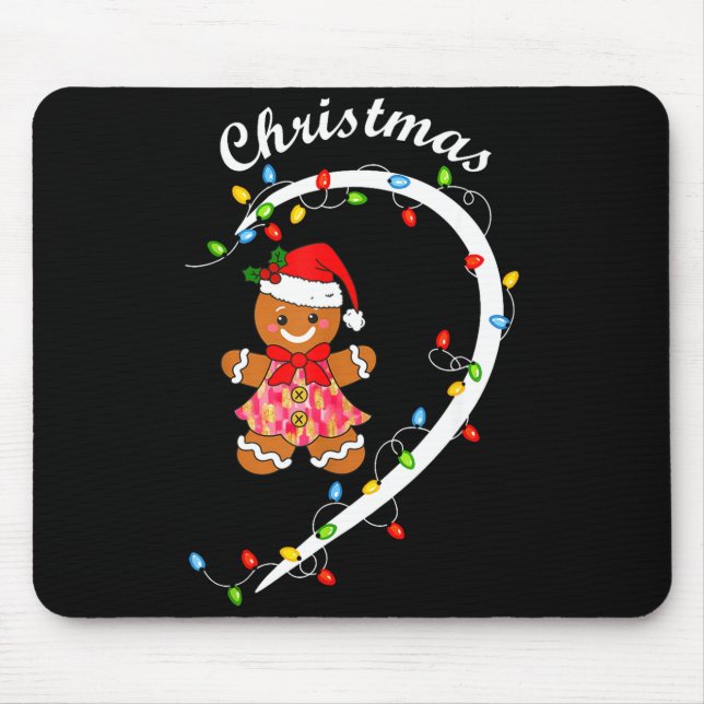 Merry Christmas Gingerbread Couple Christmas Pajam Mouse Pad (Front)