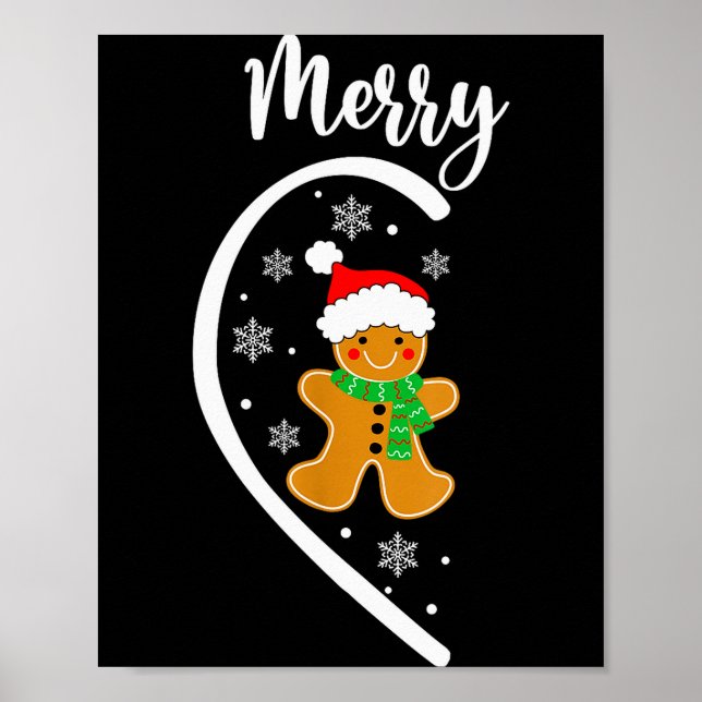 Merry Christmas Gingerbread Couple Christmas Pajam Poster (Front)