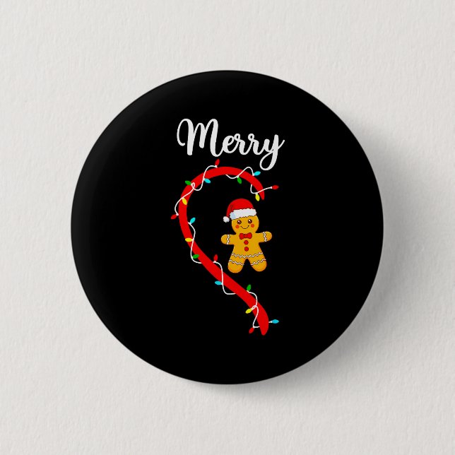 Merry Christmas Gingerbread Couple Xmas Pajamas Ma 6 Cm Round Badge (Front)