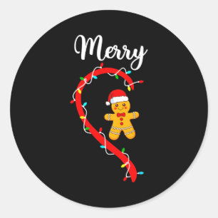 Merry Christmas Gingerbread Couple Xmas Pajamas Ma Classic Round Sticker
