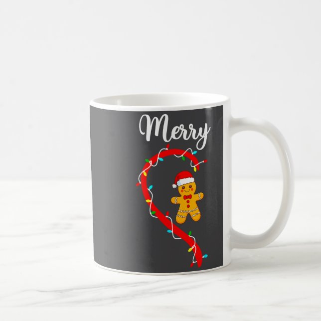 Merry Christmas Gingerbread Couple Xmas Pajamas Ma Coffee Mug (Right)