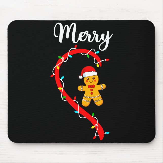 Merry Christmas Gingerbread Couple Xmas Pajamas Ma Mouse Pad (Front)