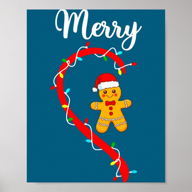 Merry Christmas Gingerbread Couple Xmas Pajamas Ma Poster (Front)